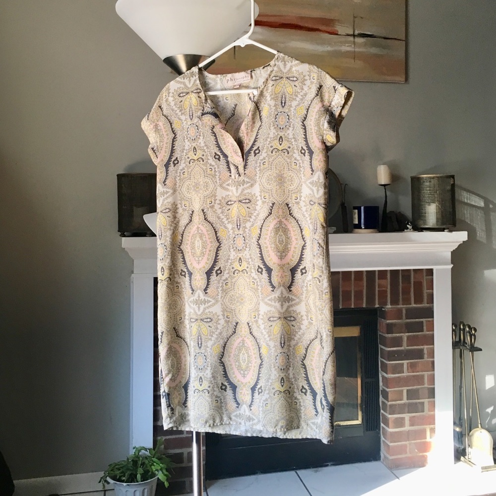 Philosophy paisley mandala print thin shift dress